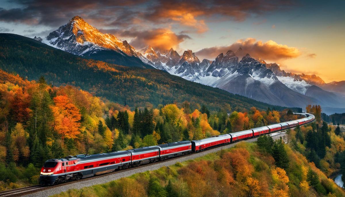 A scenic view from a train window, showcasing the beauty of train travel.